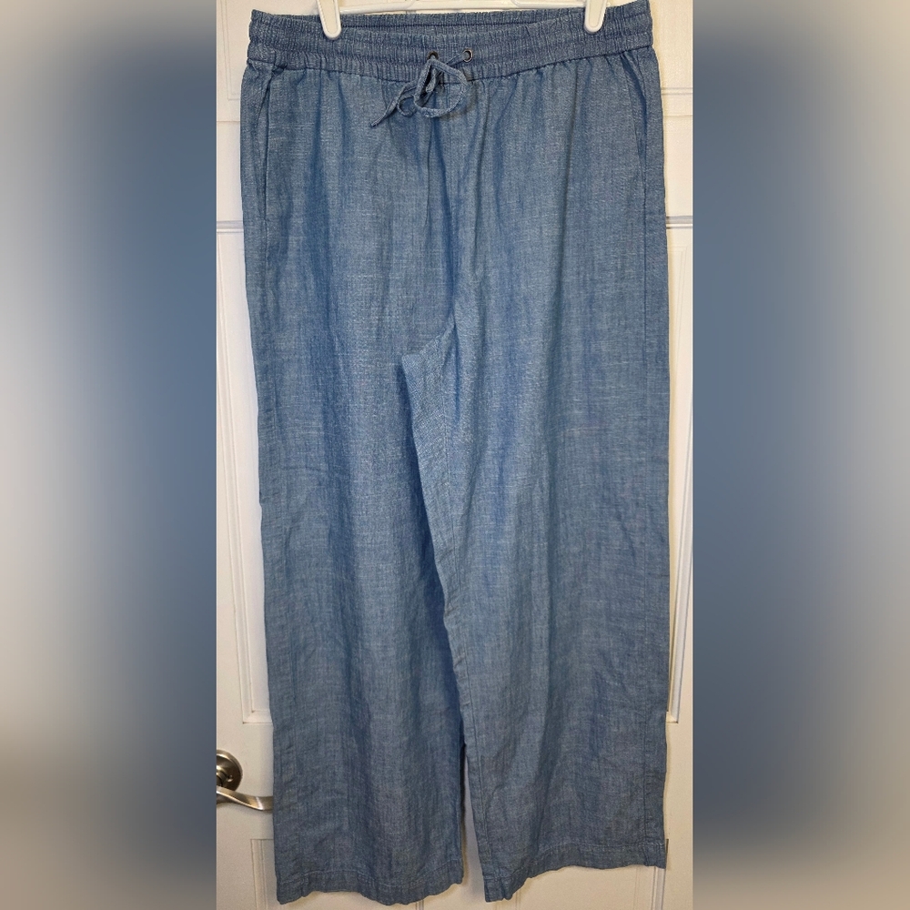 J. Crew Factory Light Blue Drawstring Wide-Leg Pants